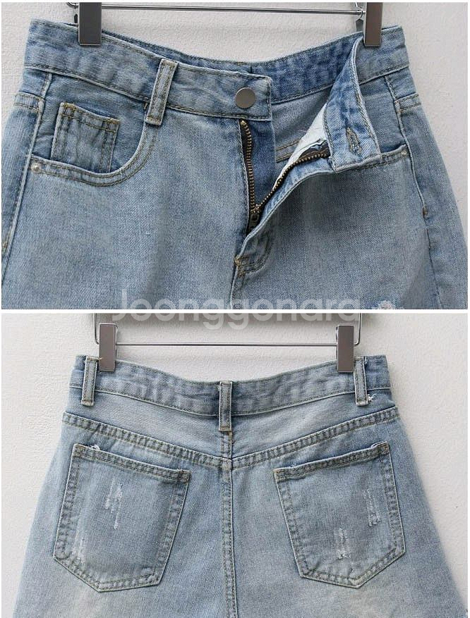 아론 데미지 숏 데님 팬츠--8