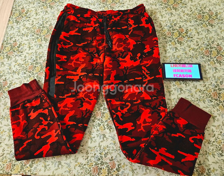 [M]나이키 테크팩 카모 테크플리스 팬츠 레드카모 초판--6