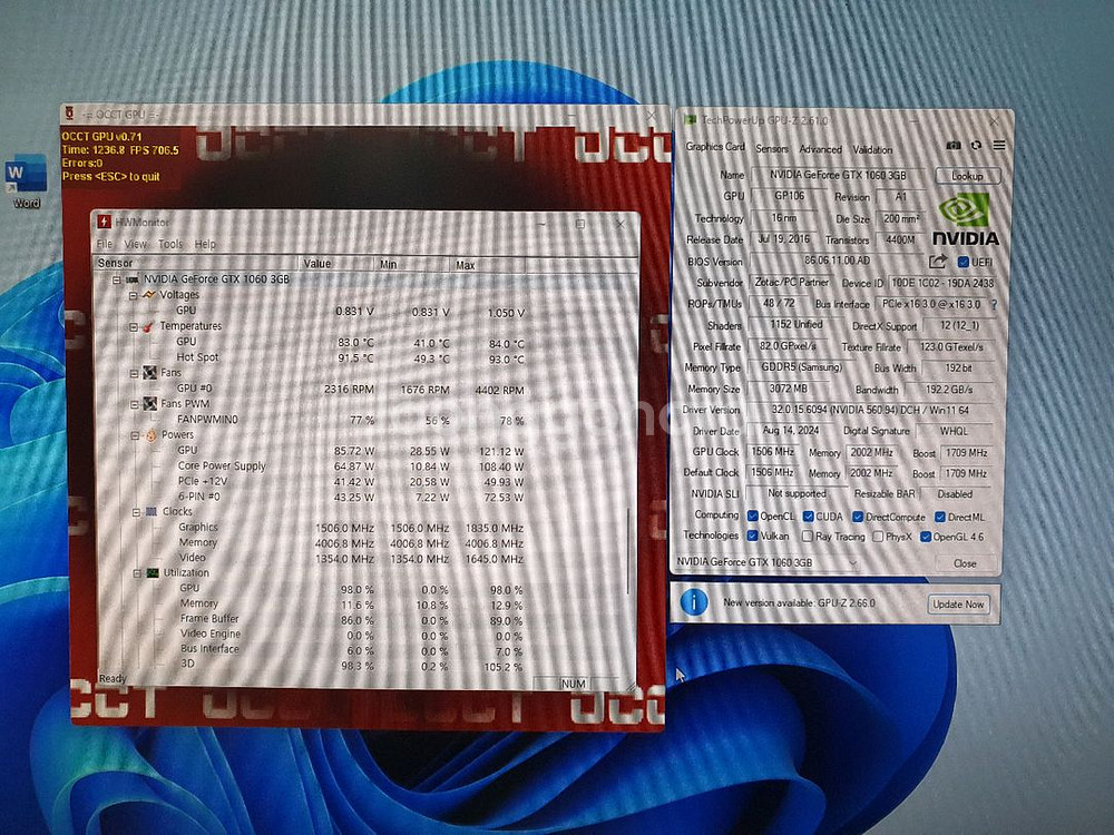 조텍 지포스 GTX 1060 3G 그래픽카드 미세한소음--4