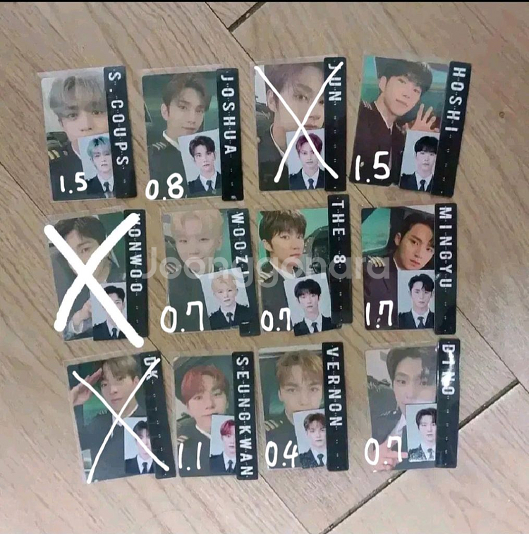 세븐틴 멤버십 항공틴 풀셋 양도 증사 포카 네임스티커--0