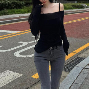카인다미 그레이 로우 부츠컷 데님 청바지