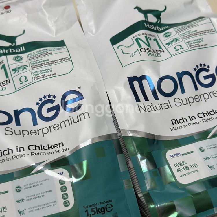 몬지 내추럴 슈퍼프리미엄 어덜트 헤어볼 치킨 1.5kg--1