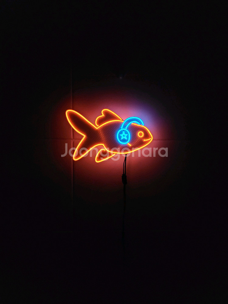 네온사인 금붕어 헤드폰 물고기 led 램프--2