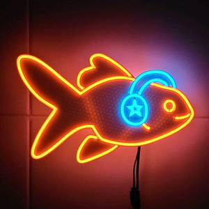 네온사인 금붕어 헤드폰 물고기 led 램프