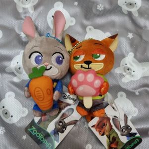 주토피아 주디 닉 세트 커플키링 키링 인형 가방고리