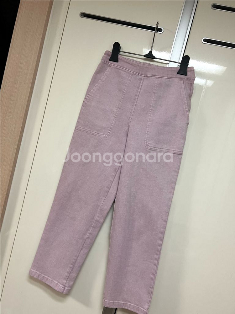 한섬 마인 밴딩 데님 팬츠 스판 바지 핑크 라벤더 크롭--4
