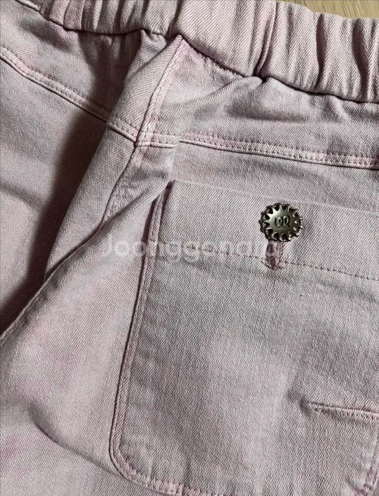 한섬 마인 밴딩 데님 팬츠 스판 바지 핑크 라벤더 크롭--7