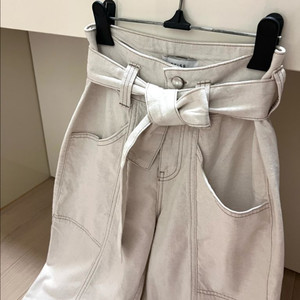 리스 REISS 린넨 코튼 벨티드 페이퍼백 팬츠 바지