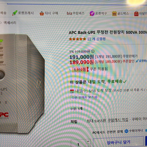 APC Back-UPS BK500EI 무정전전원장치