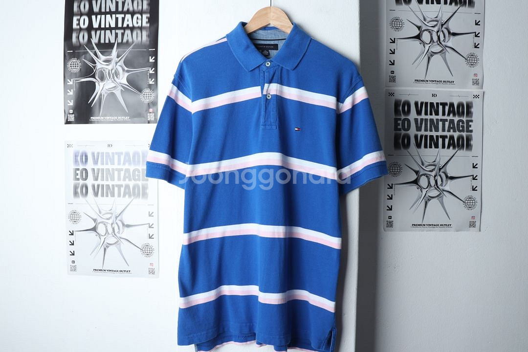 (L-XL) 타미힐피거 반팔 카라 티셔츠 스트라이프--0