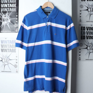 (L-XL) 타미힐피거 반팔 카라 티셔츠 스트라이프