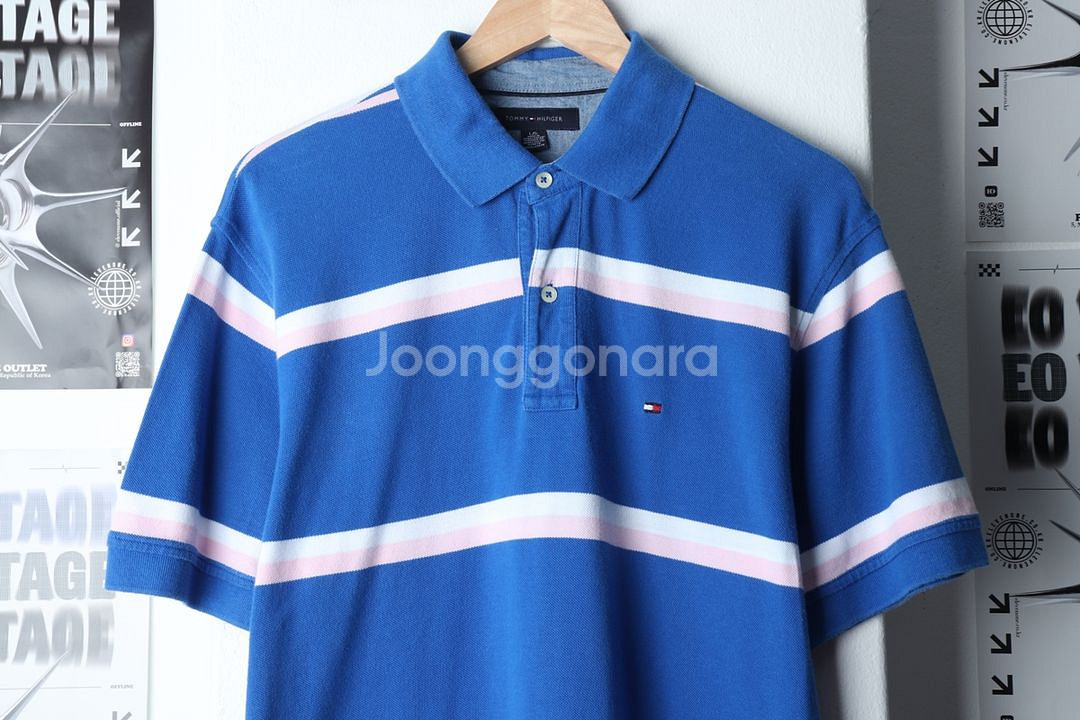 (L-XL) 타미힐피거 반팔 카라 티셔츠 스트라이프--2