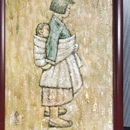[골동품/그림] 박수근 서명 아기를 업은 여인 유화액자