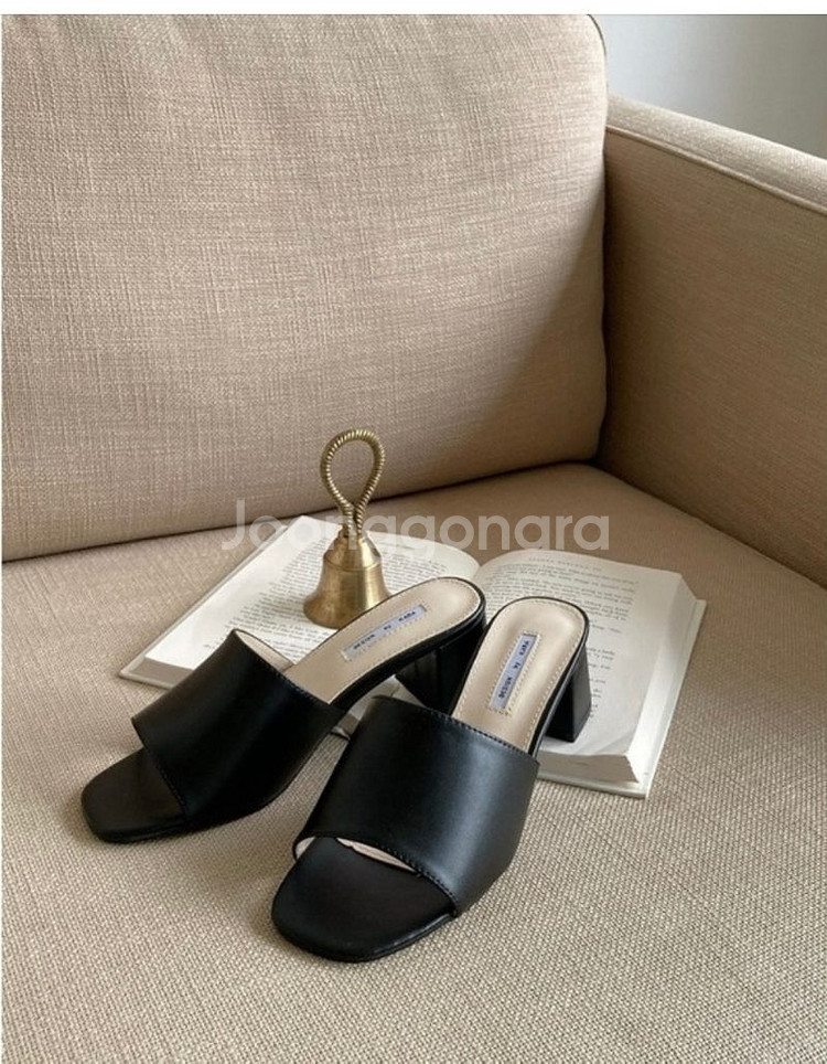 오픈토 심플 통굽 슬리퍼(5cm)--9