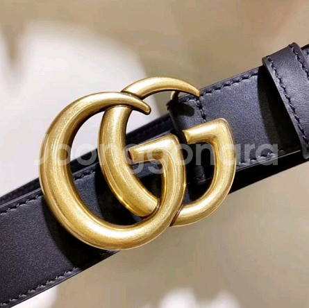 구찌 GG 마몽 더블 G 버클 레더 벨트--0