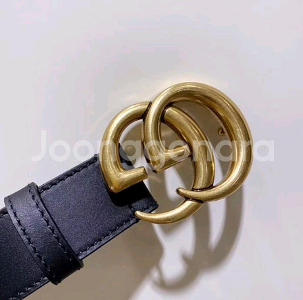 구찌 GG 마몽 더블 G 버클 레더 벨트--1