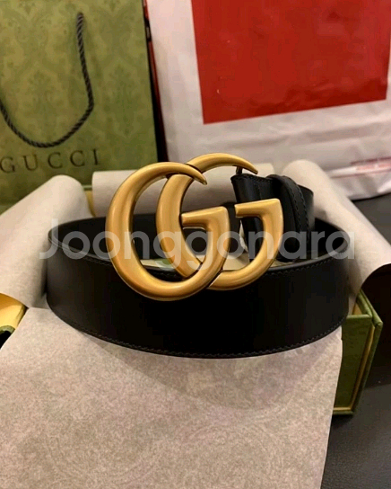 구찌 GG 마몽 더블 G 버클 레더 벨트--2