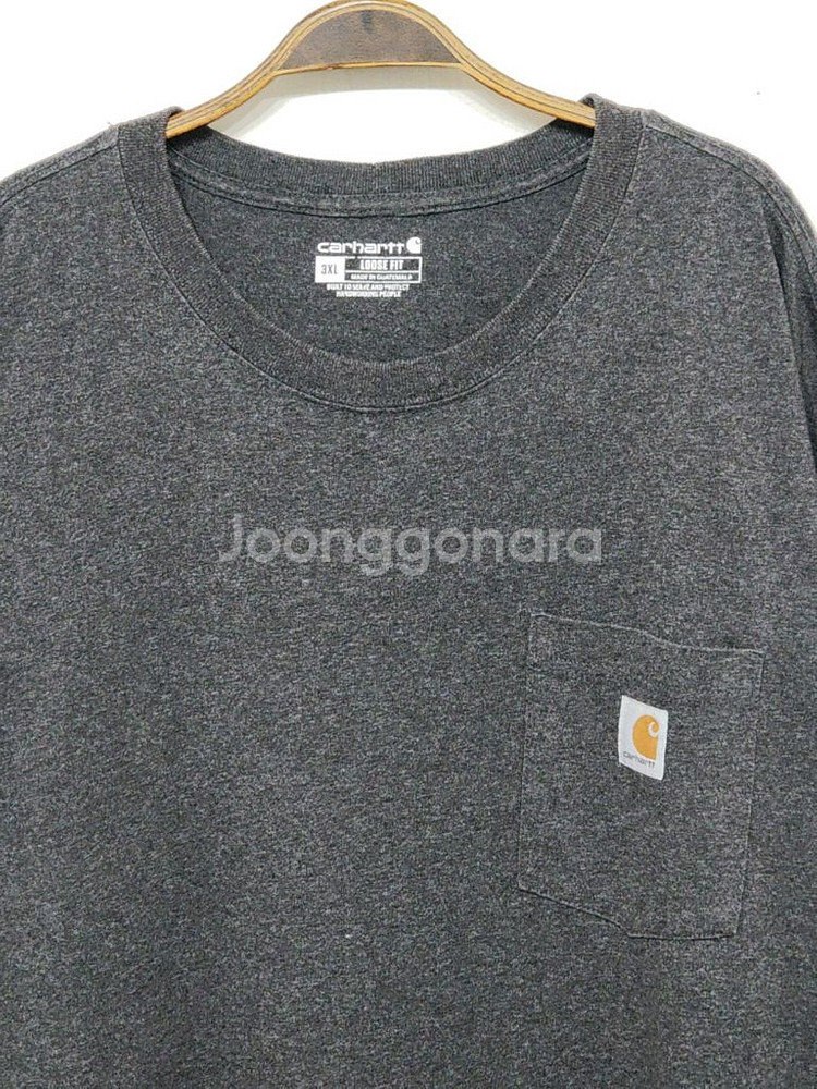 칼하트 포켓 반팔티 차콜 빅사이즈 티셔츠 루즈핏--1
