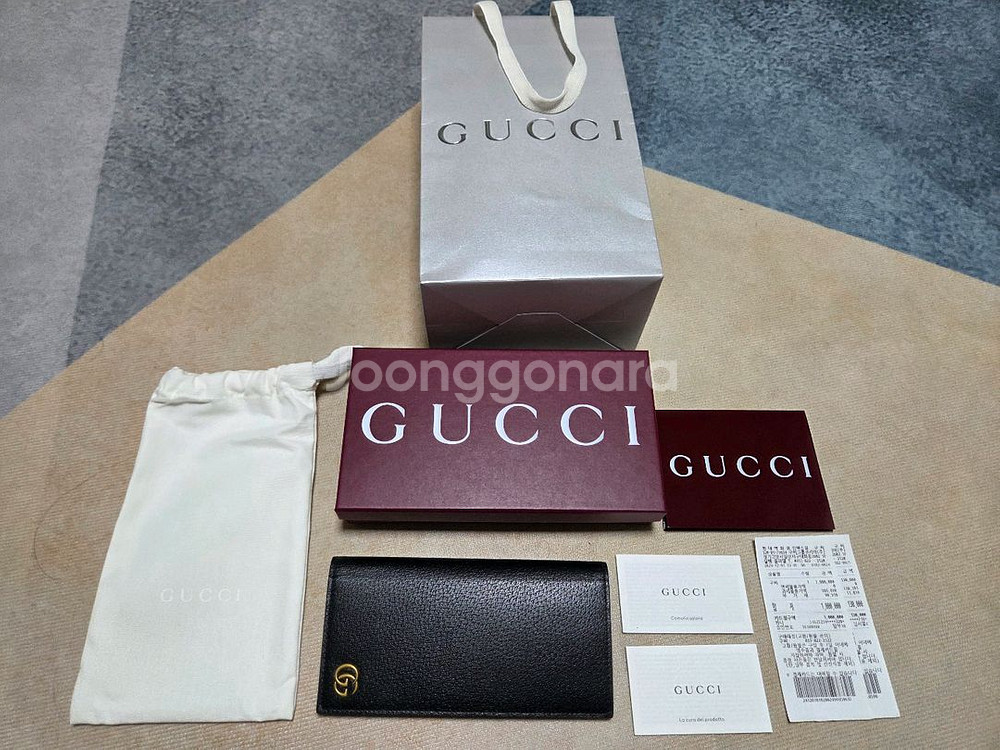 GUCCI GG 구찌 마몽 금장라벨 장지갑 정품(새것)--2