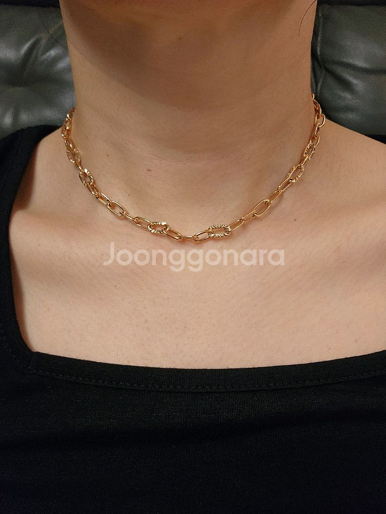 18k 컷팅 체인 목걸이--0