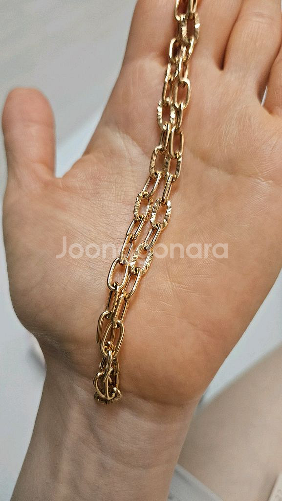 18k 컷팅 체인 목걸이--4