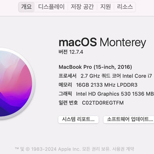 맥북(MacBook) Pro 2018년형 그레이색상