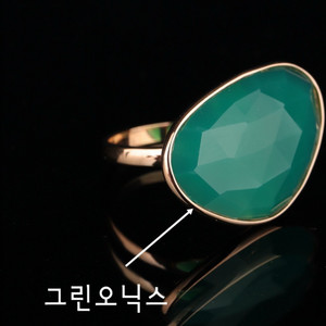 새상품 14k핑크골드 그린오닉스 반지