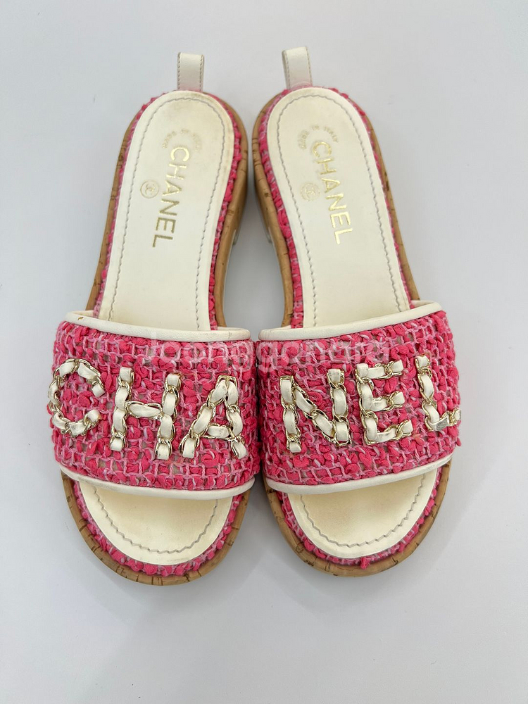 [럭스올 울산점]샤넬 트위드 체인 로고 스트랩 슬리퍼--0