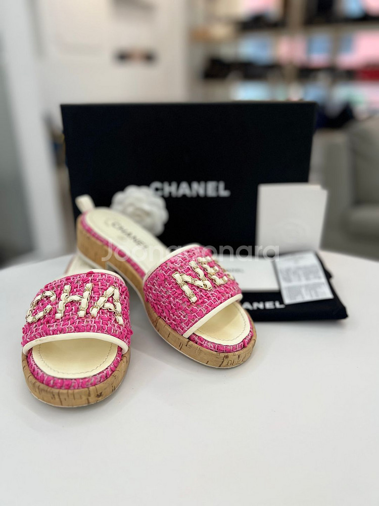 [럭스올 울산점]샤넬 트위드 체인 로고 스트랩 슬리퍼--1