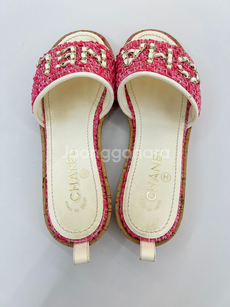 [럭스올 울산점]샤넬 트위드 체인 로고 스트랩 슬리퍼--3