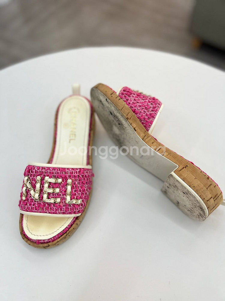 [럭스올 울산점]샤넬 트위드 체인 로고 스트랩 슬리퍼--5