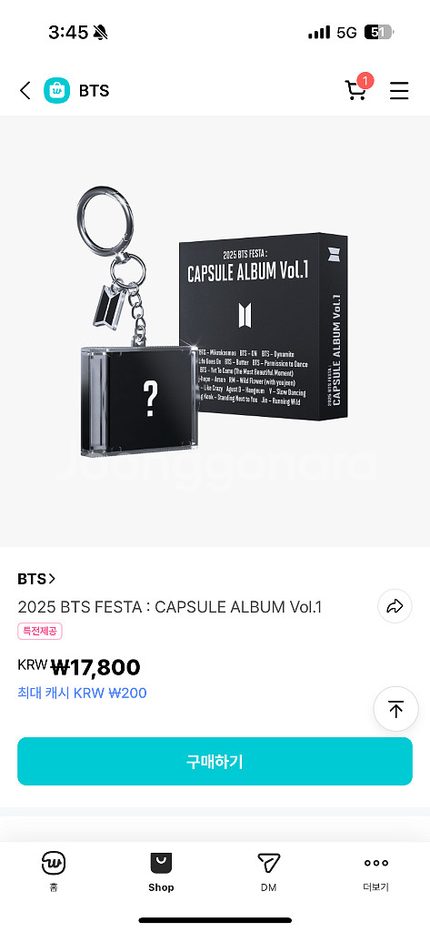 방탄소년단 퍼투댄 캡슐 앨범 원가 양도--0