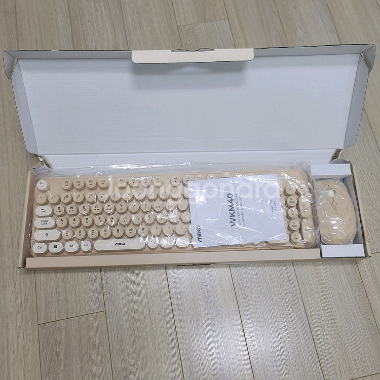 앱코 WKM40 무선 키보드 마우스 세트 저소음 베이지--0