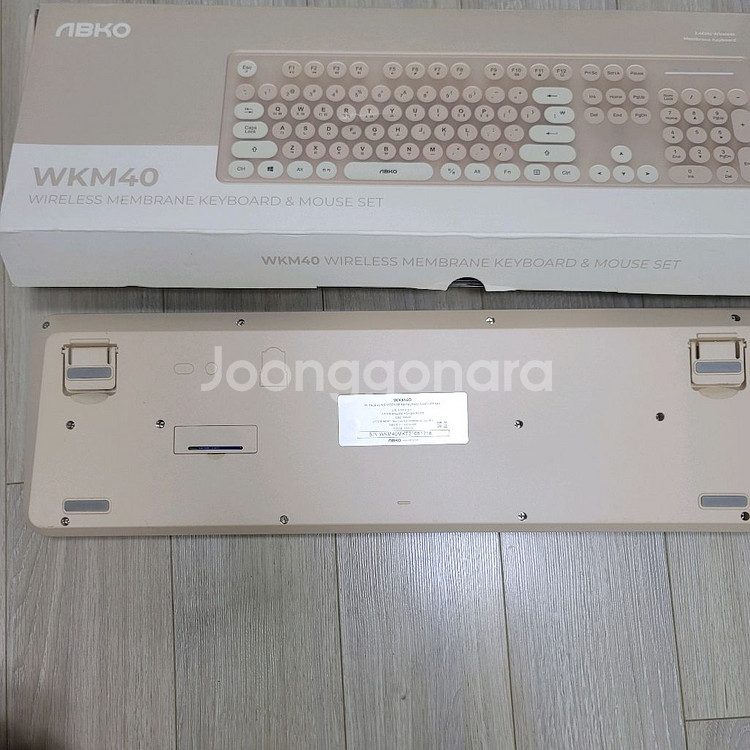 앱코 WKM40 무선 키보드 마우스 세트 저소음 베이지--6