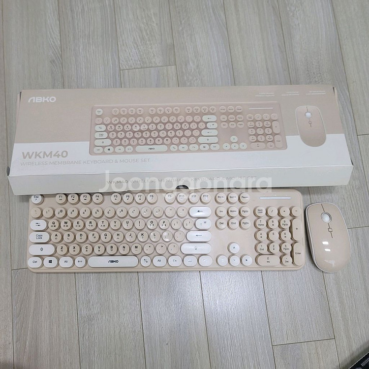 앱코 WKM40 무선 키보드 마우스 세트 저소음 베이지--2