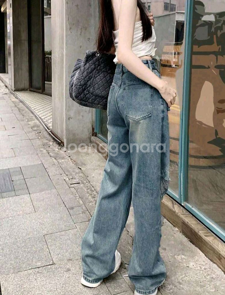캐주얼 워시드 데미지 데님 팬츠 새상품--2