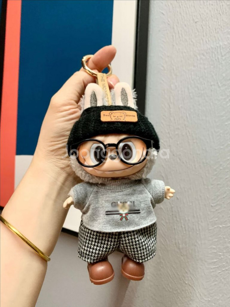 핸드메이드 라부부 인형옷 그레이 맨투맨 바지 세트--1