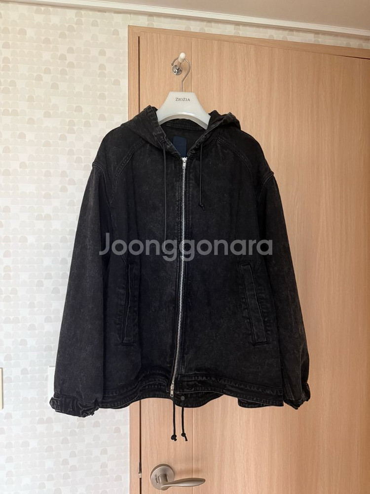 준지 블랙 데님 후드 집업--0