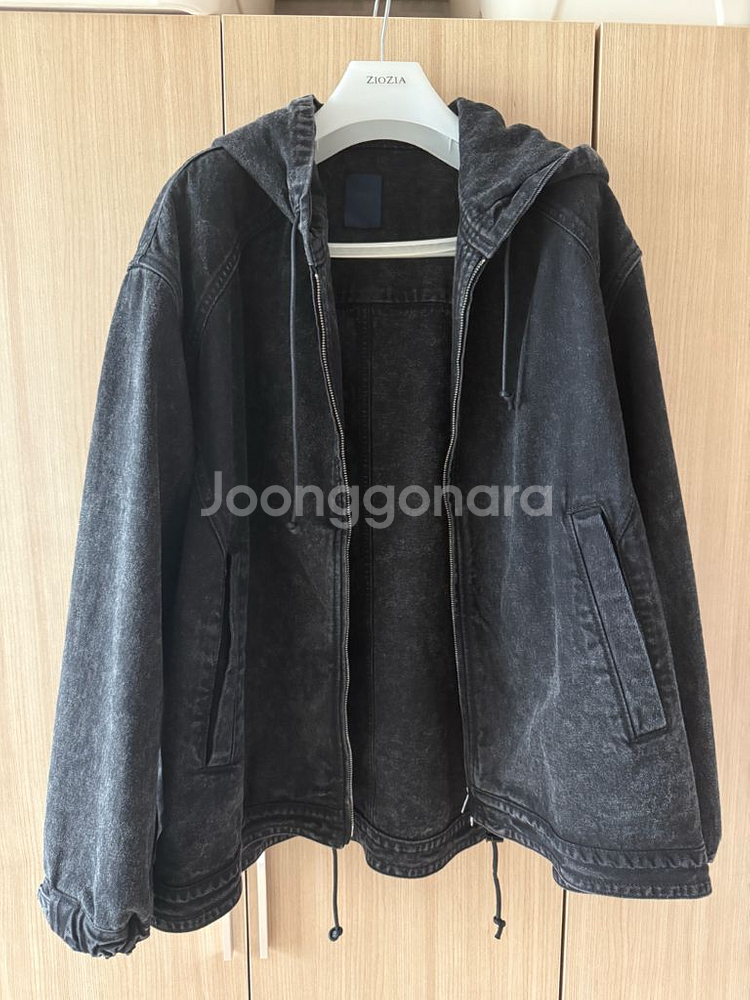 준지 블랙 데님 후드 집업--2