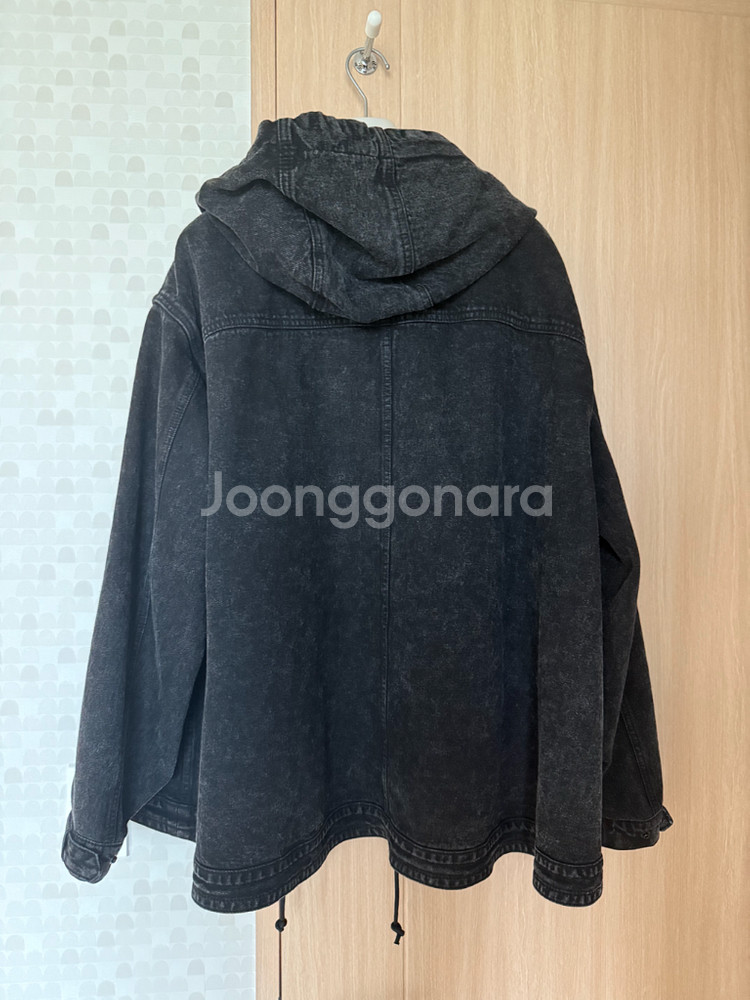 준지 블랙 데님 후드 집업--1