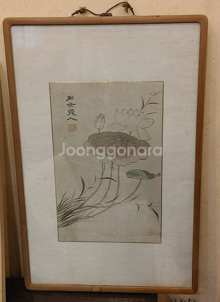 연꽃 민화 동양화 그림 조선시대--2