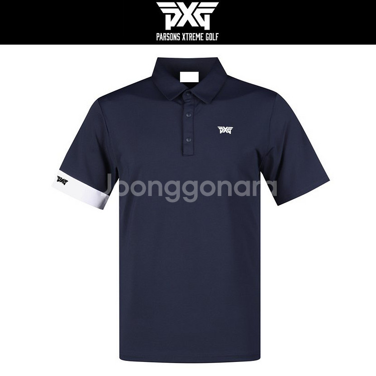 PXG 골프 남성 레귤러핏 소매 배색 반팔 카라티--4