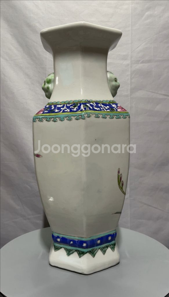 중국도자기 육각 화조도 양이화병--3