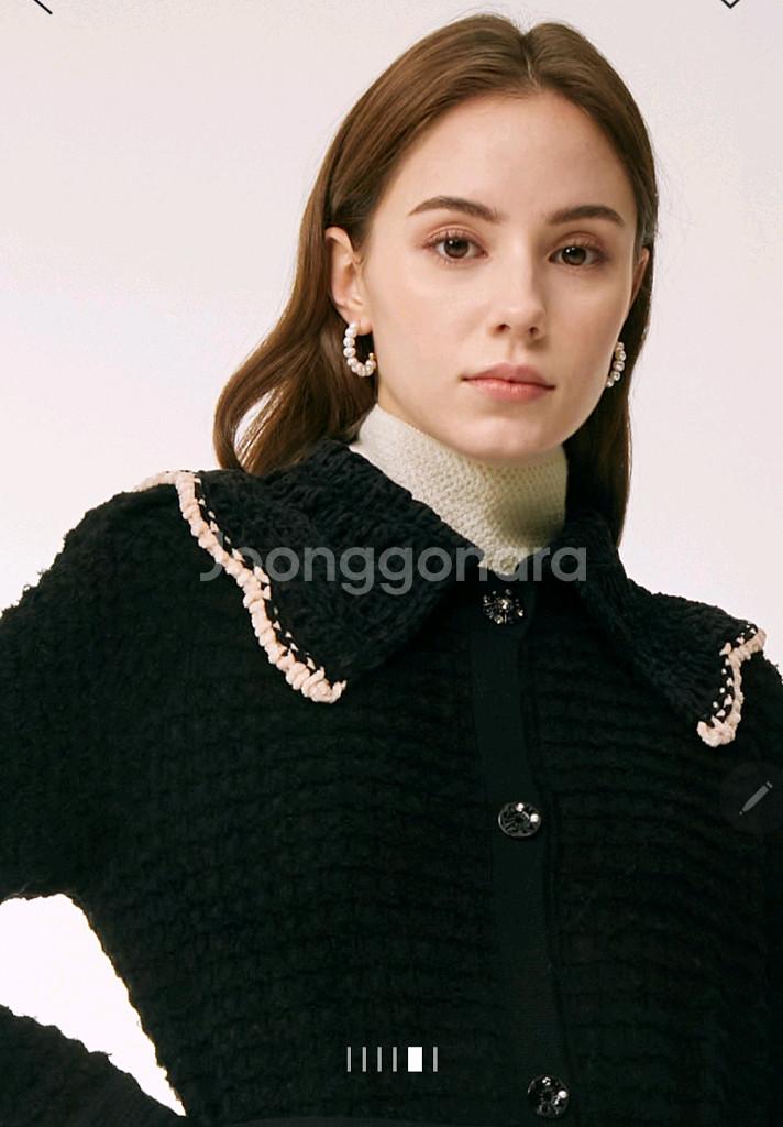 새상품급 한섬 마인 디테쳐블 칼라 니트 드레스--2