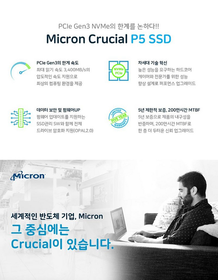 (미개봉)마이크론 P5 NVMe(2TB)대원CTS새상품--4