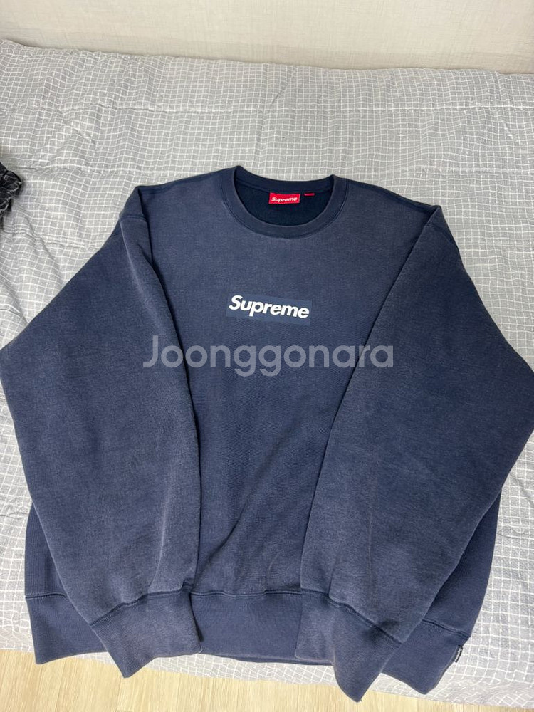 슈프림 24FW 워시드 크루넥 네이비 XL--2