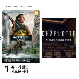 롯데시네마 샤롯데 1인 27,000원/2인 54,000