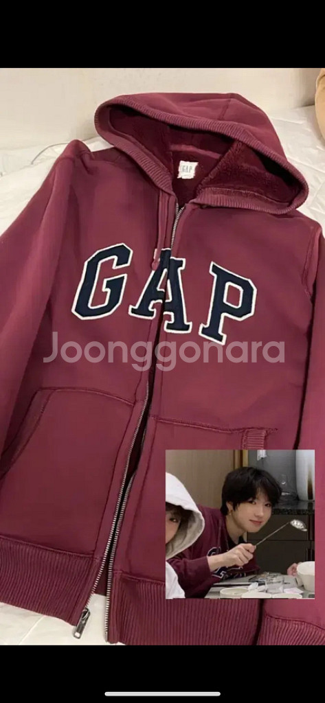 갭 버건디 후드집업 사쿠야 손민수 위시--0