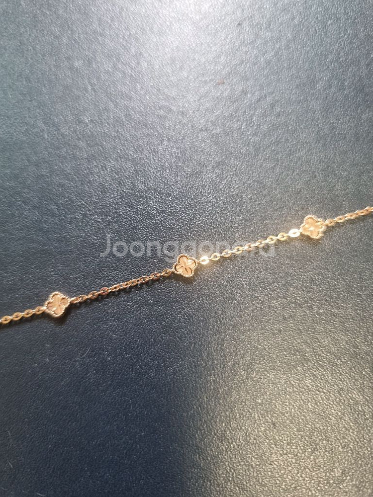 14k 로즈골드 컷팅클로버 양면 팔찌--1