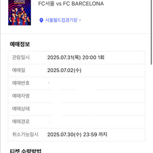 FC서울 vs FC 바르셀로나 프리미엄A 5열 단석